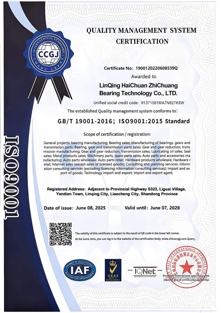 hczcbearing-certificate-ISO9001-english